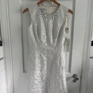 NWT Maggie London Dress. Ivory and silver, Size 2